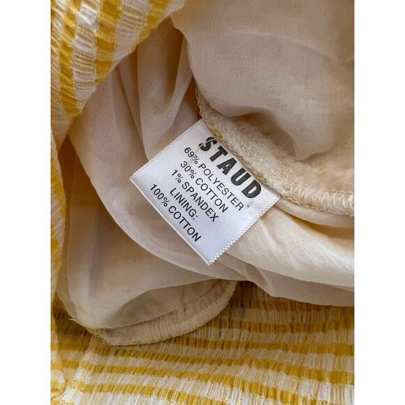 Staud Panier Yellow Gingham Mermaid Midi Dress Womens Size 6 Stretch - Picture 6 of 10